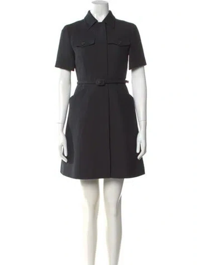 Pre-owned Dior Wool Mini Dress In Black