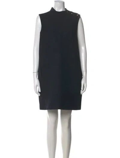Pre-owned Dior Wool Mini Dress In Black