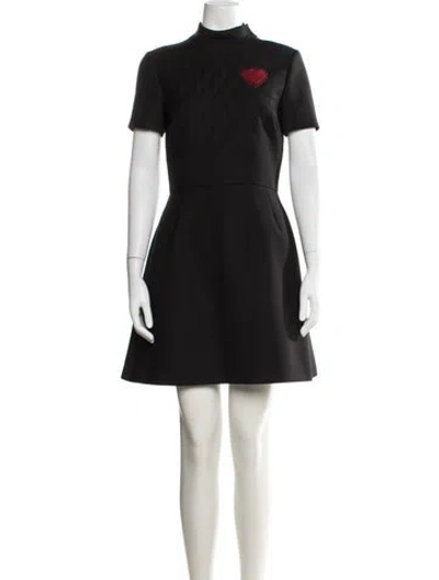 Pre-owned Dior Wool Mini Dress In Black