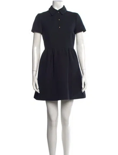 Pre-owned Dior Wool Mini Dress In Black
