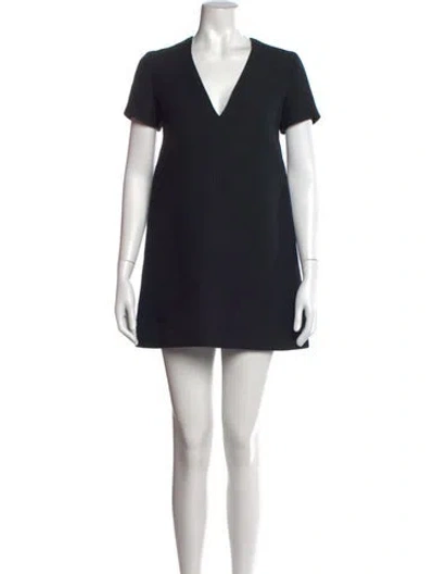 Pre-owned Dior Wool Mini Dress In Black