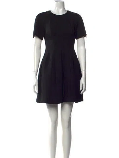 Pre-owned Dior Wool Mini Dress In Black