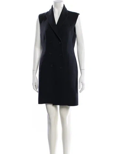 Pre-owned Dior Wool Mini Dress In Black