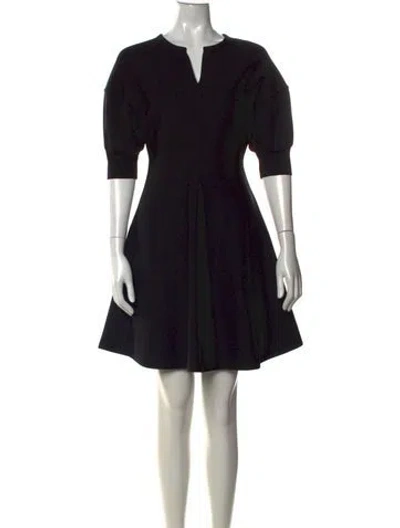 Pre-owned Dior Wool Mini Dress In Black