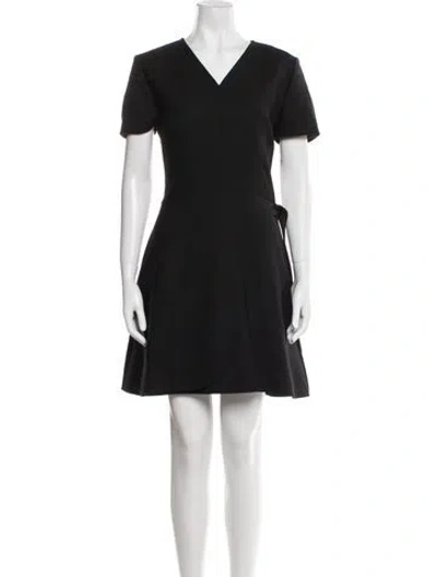 Pre-owned Dior Wool Mini Dress In Black