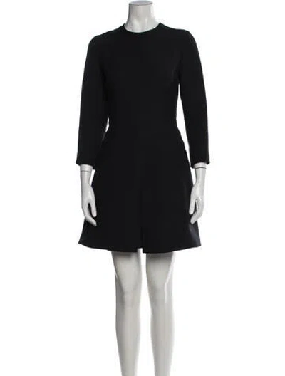 Pre-owned Dior Wool Mini Dress In Black