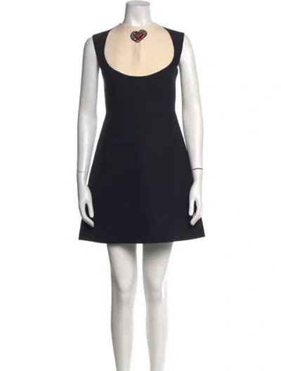 Pre-owned Dior Wool Mini Dress In Black
