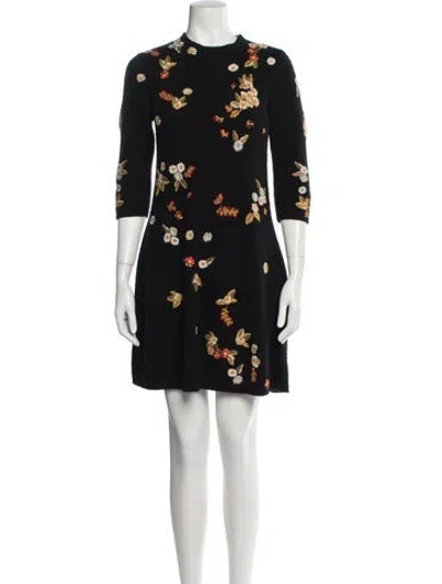 Pre-owned Dior Wool Mini Dress In Black