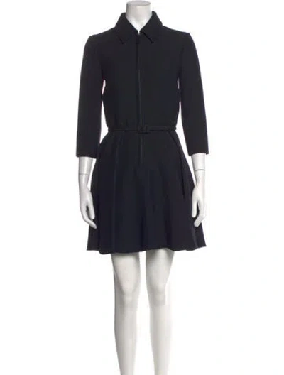 Pre-owned Dior Wool Mini Dress In Black