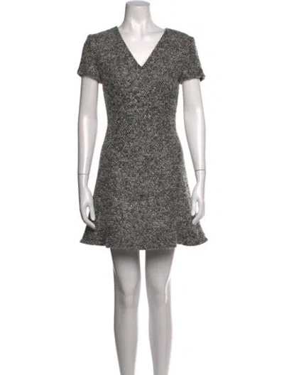 Pre-owned Dior Wool Mini Dress In Black/grey