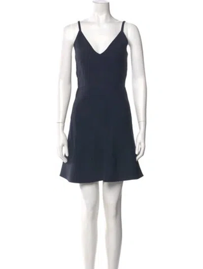 Pre-owned Dior Wool Mini Dress In Blue