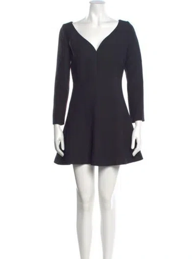 Pre-owned Dior Wool Mini Dress In Blue