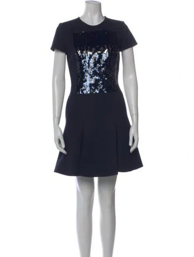 Pre-owned Dior Wool Mini Dress In Blue