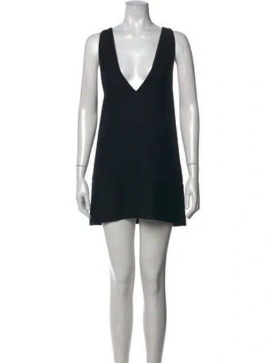 Pre-owned Dior Wool Mini Dress In Blue