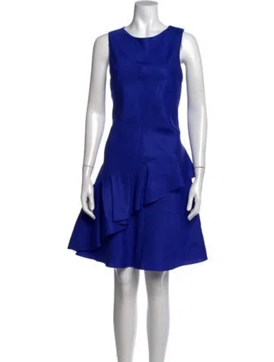 Pre-owned Dior Wool Mini Dress In Blue