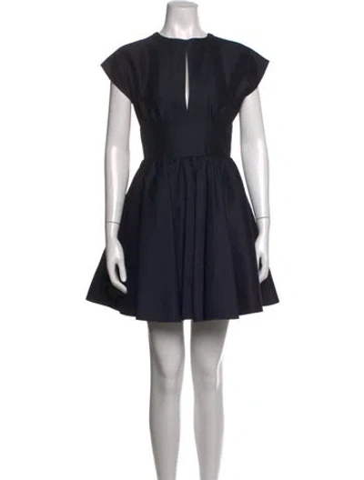 Pre-owned Dior Wool Mini Dress In Blue