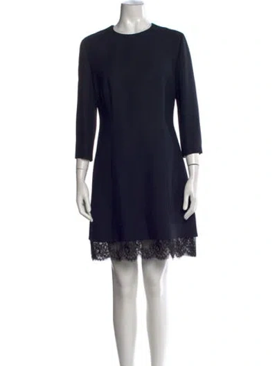 Pre-owned Dior Wool Mini Dress In Blue