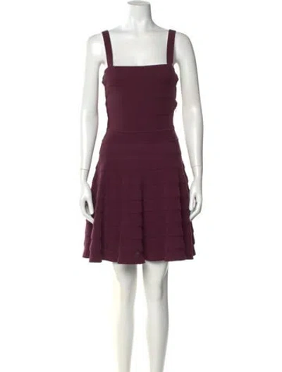 Pre-owned Dior Wool Mini Dress In Burgundy