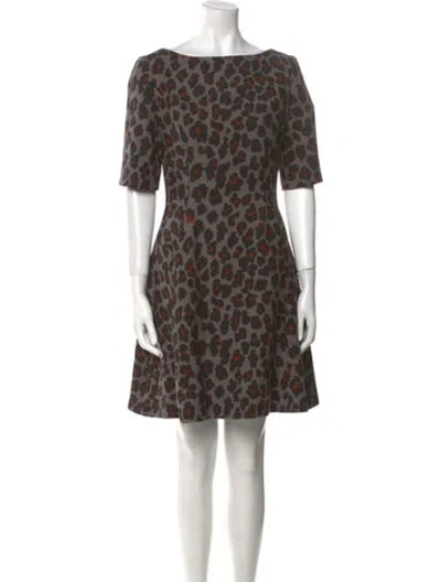 Pre-owned Dior Wool Mini Dress In Gray