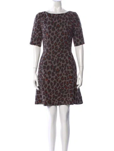 Pre-owned Dior Wool Mini Dress In Gray