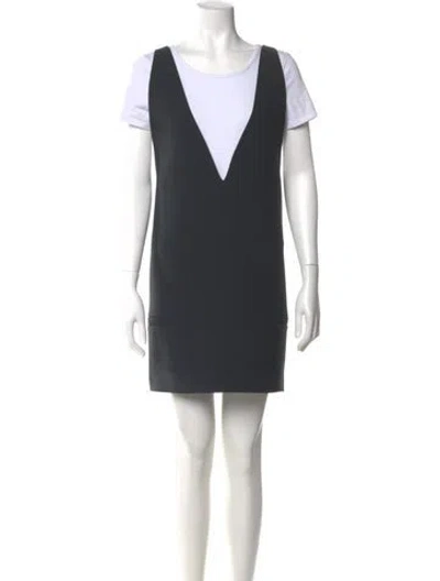 Pre-owned Dior Wool Mini Dress In Gray