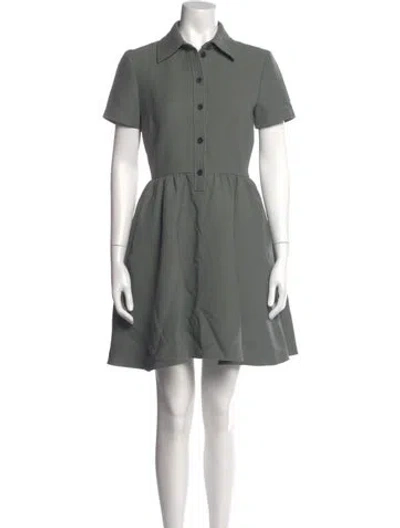 Pre-owned Dior Wool Mini Dress In Gray