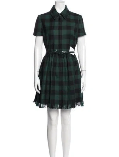 Pre-owned Dior Wool Mini Dress In Green