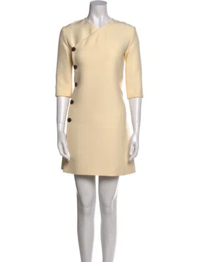 Pre-owned Dior Wool Mini Dress In Neutral