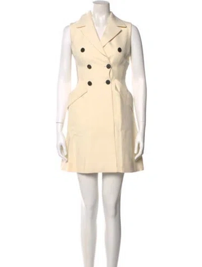 Pre-owned Dior Wool Mini Dress In Neutral