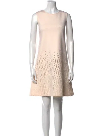 Pre-owned Dior Wool Mini Dress In Neutral