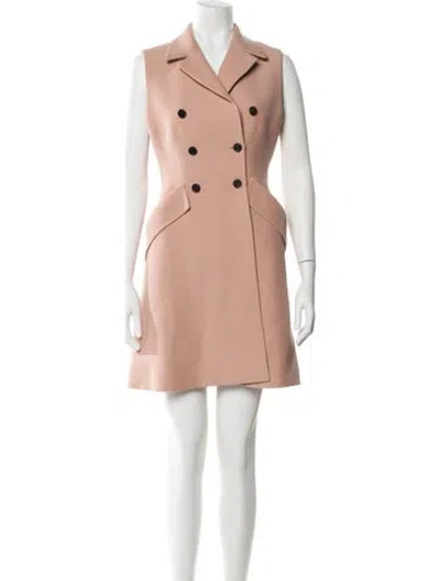 Pre-owned Dior Wool Mini Dress In Neutral
