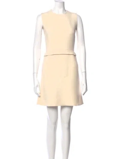 Pre-owned Dior Wool Mini Dress In Neutral