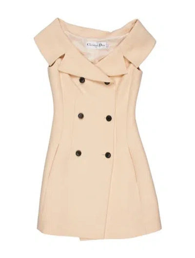 Pre-owned Dior Wool Mini Dress In Neutral