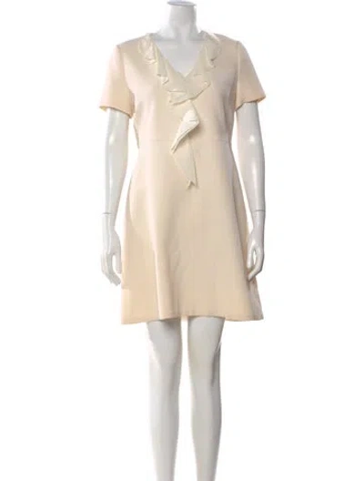 Pre-owned Dior Wool Mini Dress In Neutral