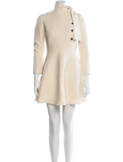 Pre-owned Dior Wool Mini Dress In Neutral