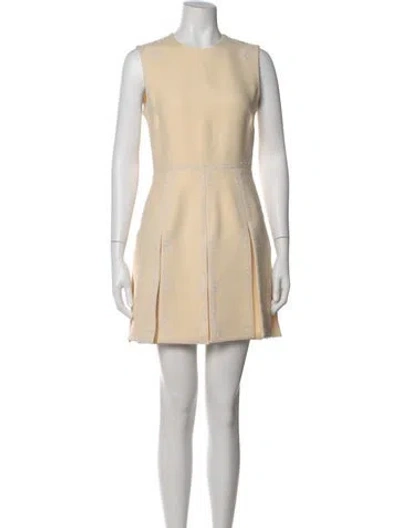 Pre-owned Dior Wool Mini Dress In Neutral