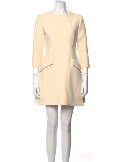 Pre-owned Dior Wool Mini Dress In Neutral