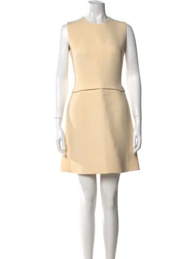 Pre-owned Dior Wool Mini Dress In Neutral