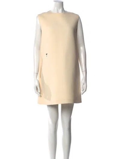Pre-owned Dior Wool Mini Dress In Neutral
