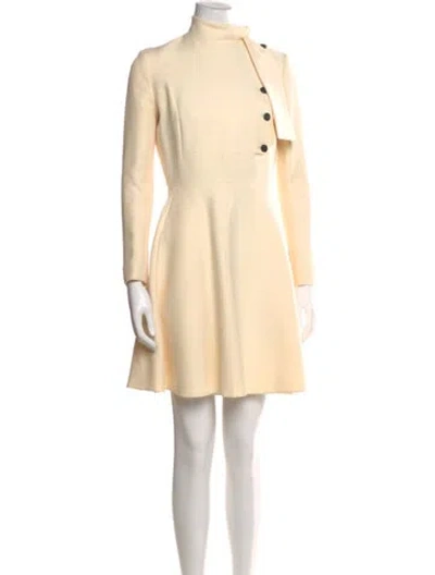 Pre-owned Dior Wool Mini Dress In Neutrals
