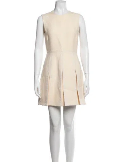 Pre-owned Dior Wool Mini Dress In Neutrals