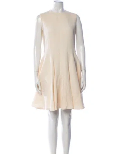 Pre-owned Dior Wool Mini Dress In Neutrals
