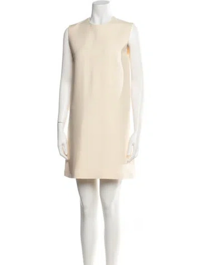 Pre-owned Dior Wool Mini Dress In Neutrals