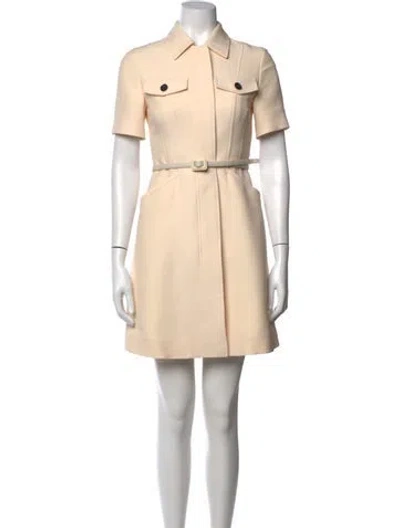 Pre-owned Dior Wool Mini Dress In Neutrals