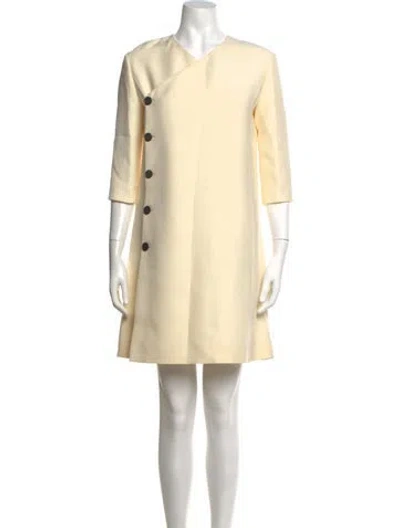 Pre-owned Dior Wool Mini Dress In Neutrals