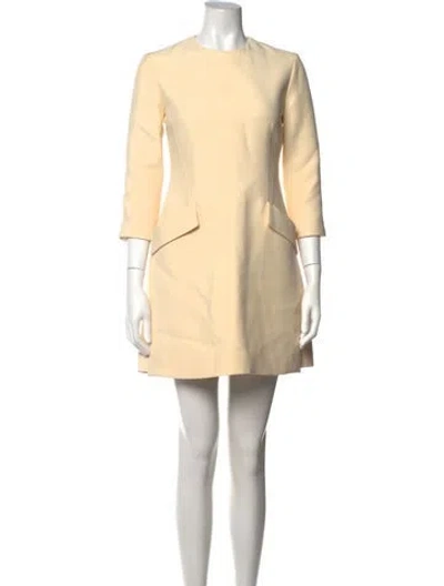 Pre-owned Dior Wool Mini Dress In Neutrals