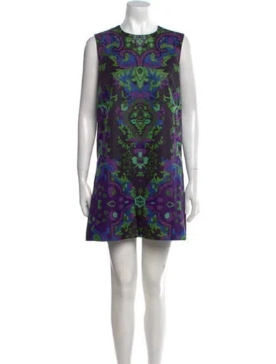 Pre-owned Dior Wool Mini Dress In Purple