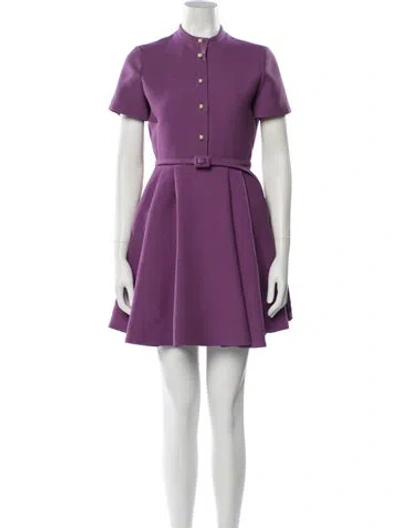Pre-owned Dior Wool Mini Dress In Purple