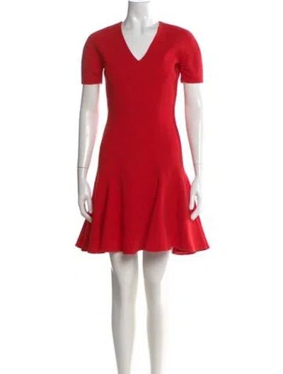 Pre-owned Dior Wool Mini Dress In Red