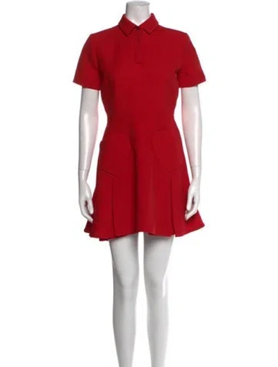 Pre-owned Dior Wool Mini Dress In Red